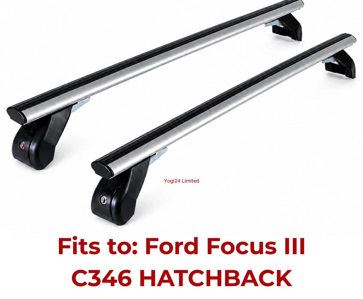FABBRI Roof Rack fits FORD Focus (mk III) Hatchback 5-door 2011-2018 (normal roof) – Aluminium aero bars 124 cm