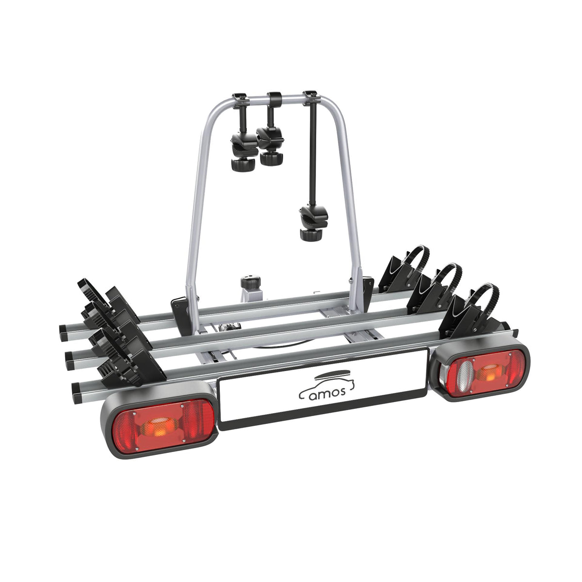 Bike Carrier Giro – Towbar Mounted, 3 Bikes, 13-pin, Silver