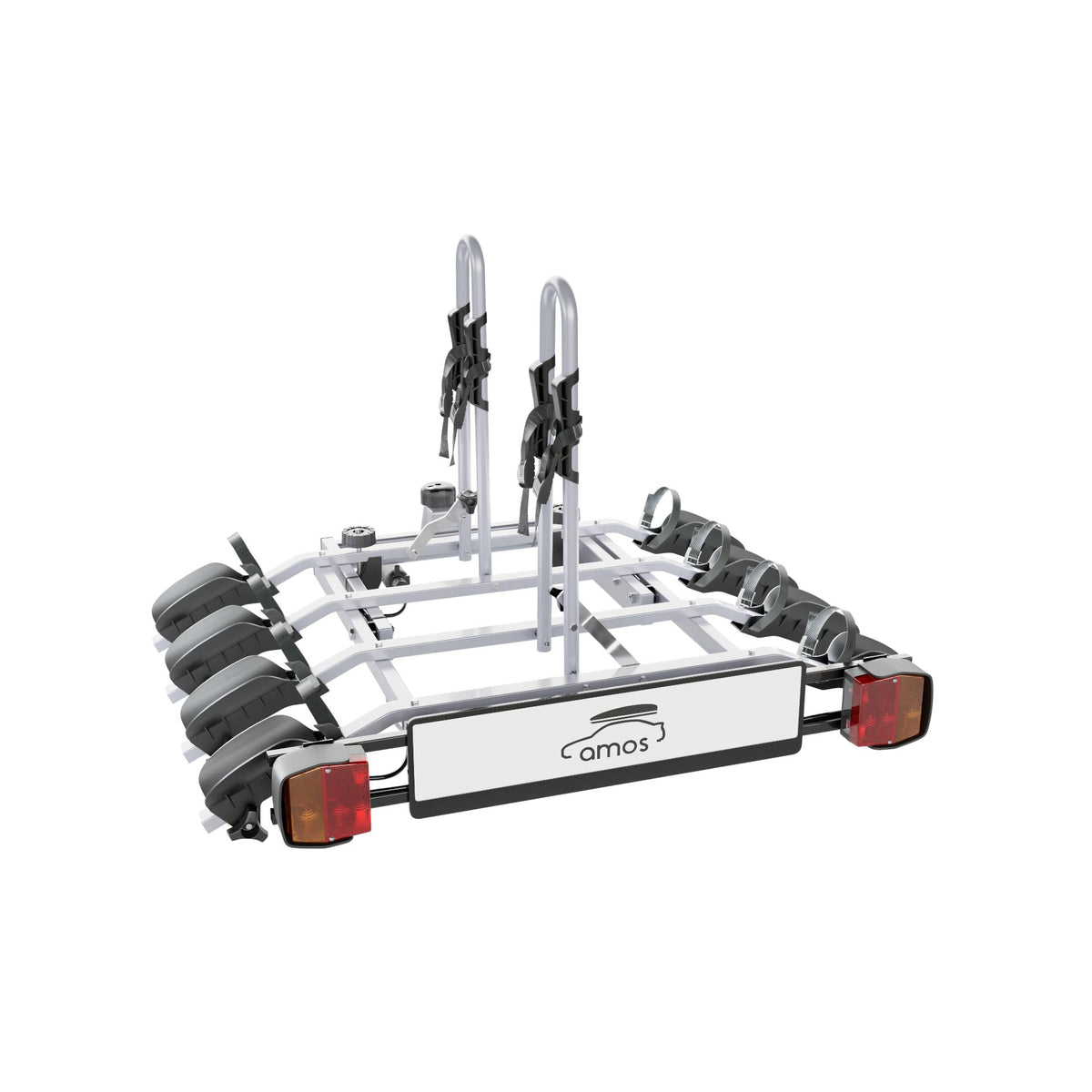 Bike Carrier Tytan Plus – Towbar Mounted, 4 Bikes, 7-pin, Silver