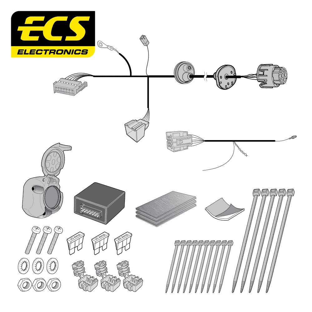 ECS 7-pin Towbar Wiring Kit – Audi A4 / A5 / Q5 2007–2017 [AU06707U]