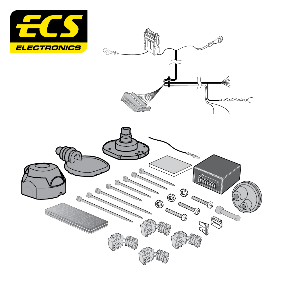 ECS 7-pin Towbar Wiring Kit – BMW 1 Series / 3 Series / 5 Series +5 more 2003–2015 [BW008B1U]