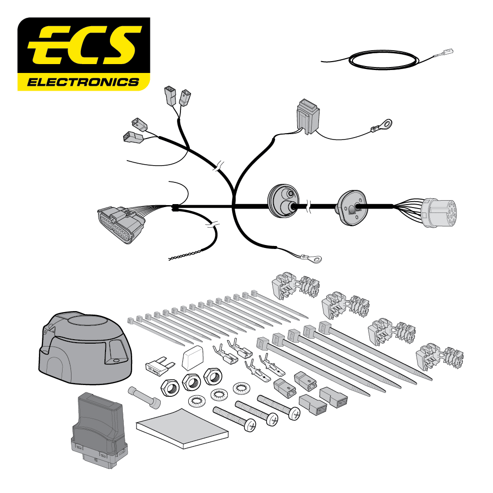 ECS 13-pin Towbar Wiring Kit – Citroën / Fiat / Peugeot / Vauxhall / Opel (multi-fit) 2014–2024 [FI05013MU]