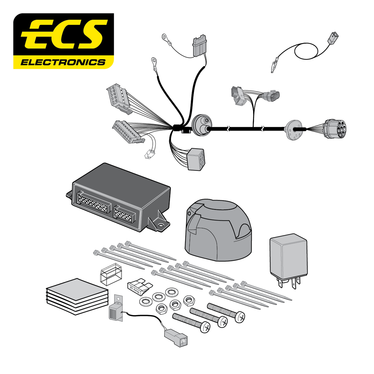 ECS 7-pin Towbar Wiring Kit – Citroën / Fiat / Peugeot / Toyota +1 (multi-fit) 2006+ [FI05507MU]