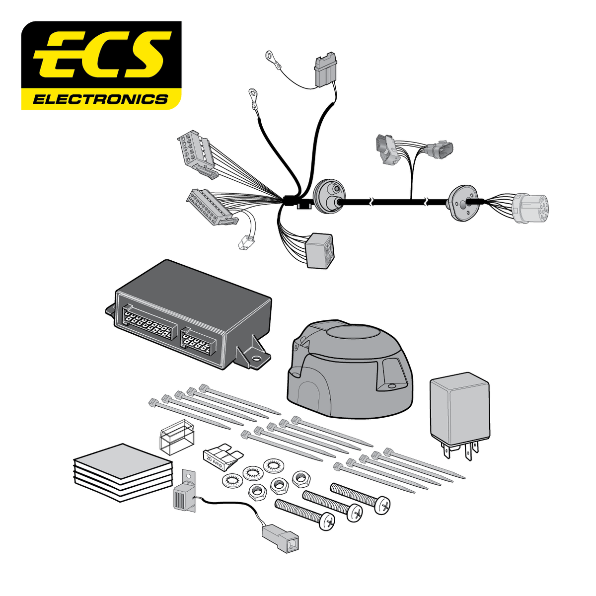 ECS 13-pin Towbar Wiring Kit – Citroën / Fiat / Peugeot / Toyota +1 (multi-fit) 2006+ [FI05513MU]