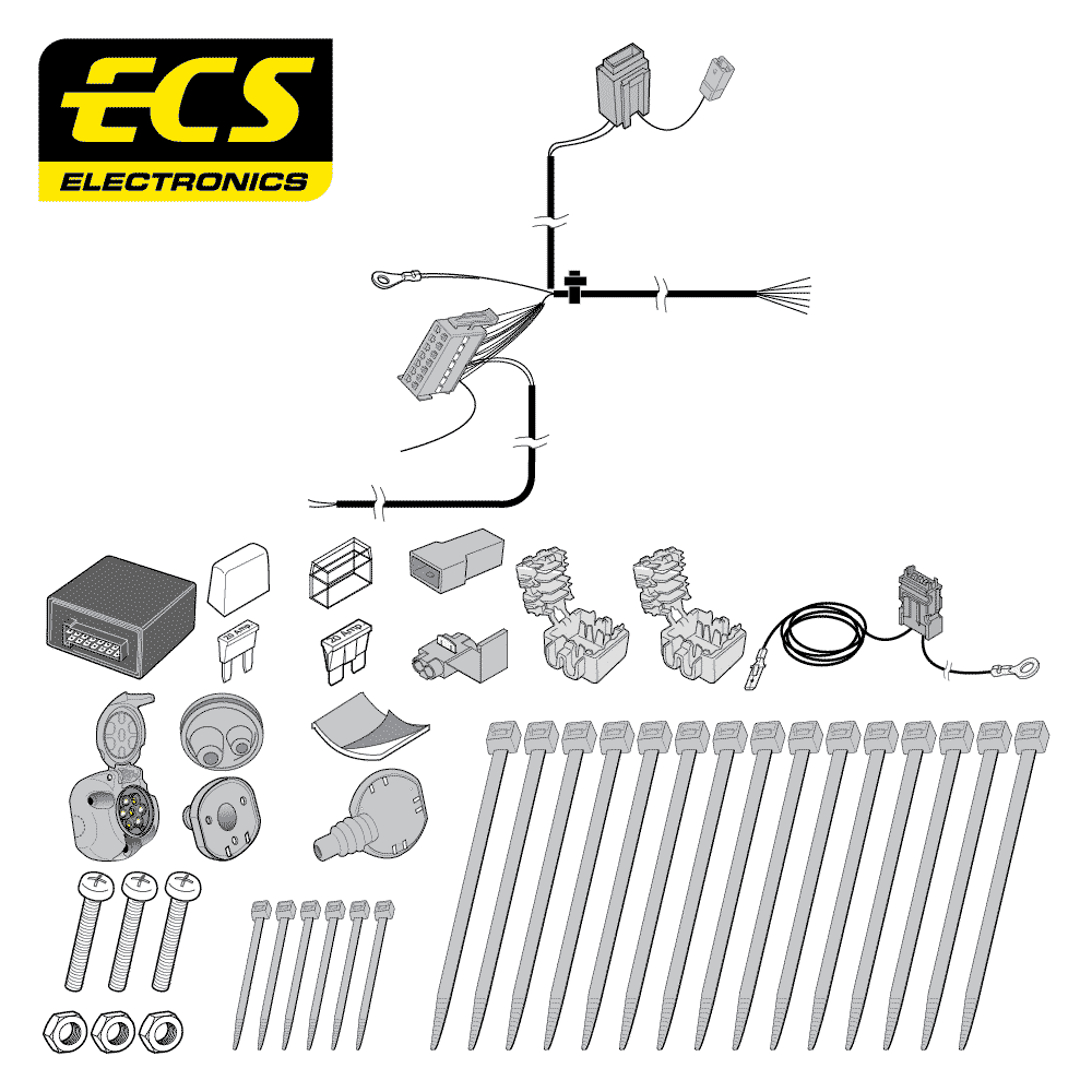 ECS 7-pin Towbar Wiring Kit – Ford Kuga / Tourneo Connect / Transit Connect 2013–2020 [FR066B1U]