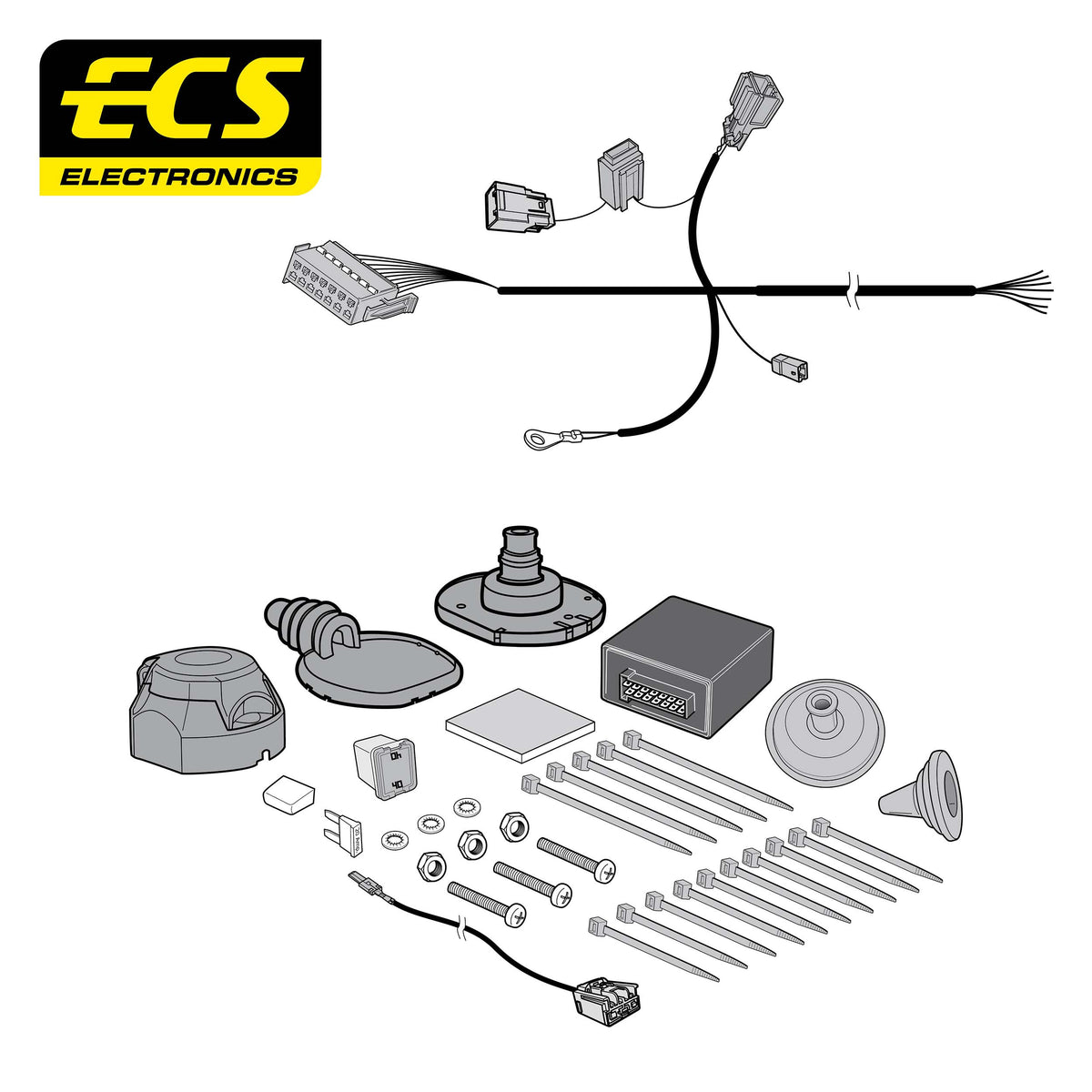 ECS 7-pin Towbar Wiring Kit – Ford Galaxy / Mondeo / S-Max 2006–2015 [FR09107U]
