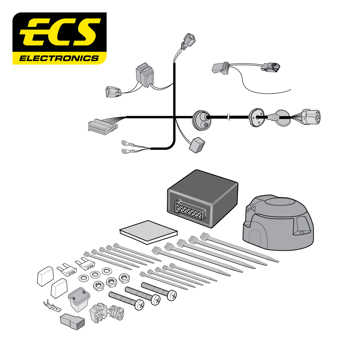 ECS 13-pin Towbar Wiring Kit – Ford C-Max / Focus / Grand C-Max 2010+ [FR09213U]