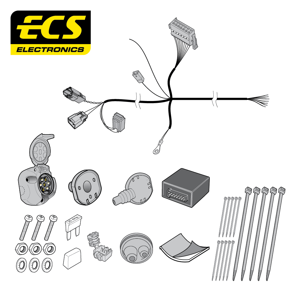ECS 7-pin Towbar Wiring Kit – Ford Ecosport / Fiesta / Ka+ +2 more 2017+ [FR10707U]