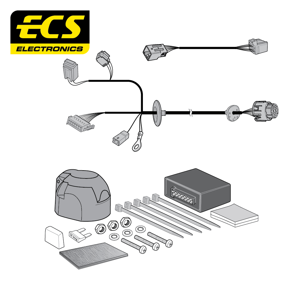 ECS 7-pin Towbar Wiring Kit – Jaguar F-Pace / XE / XF 2015–2017 [JG00607U]