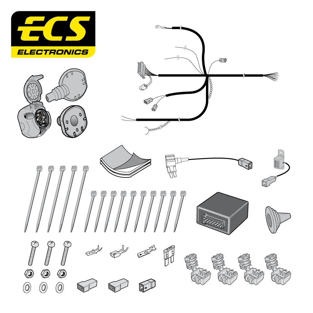 ECS 7-pin Towbar Wiring Kit – Hyundai / Kia (multi-fit) 2015+ [KI13207MU]