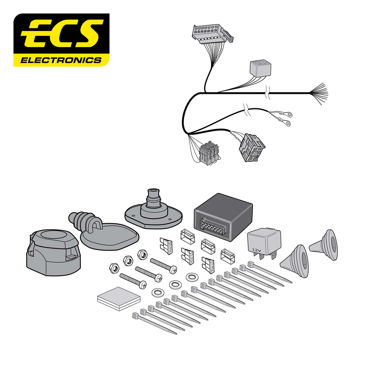 ECS 13-pin Towbar Wiring Kit – Hyundai / Kia (multi-fit) 2023+ [KI15713MU]