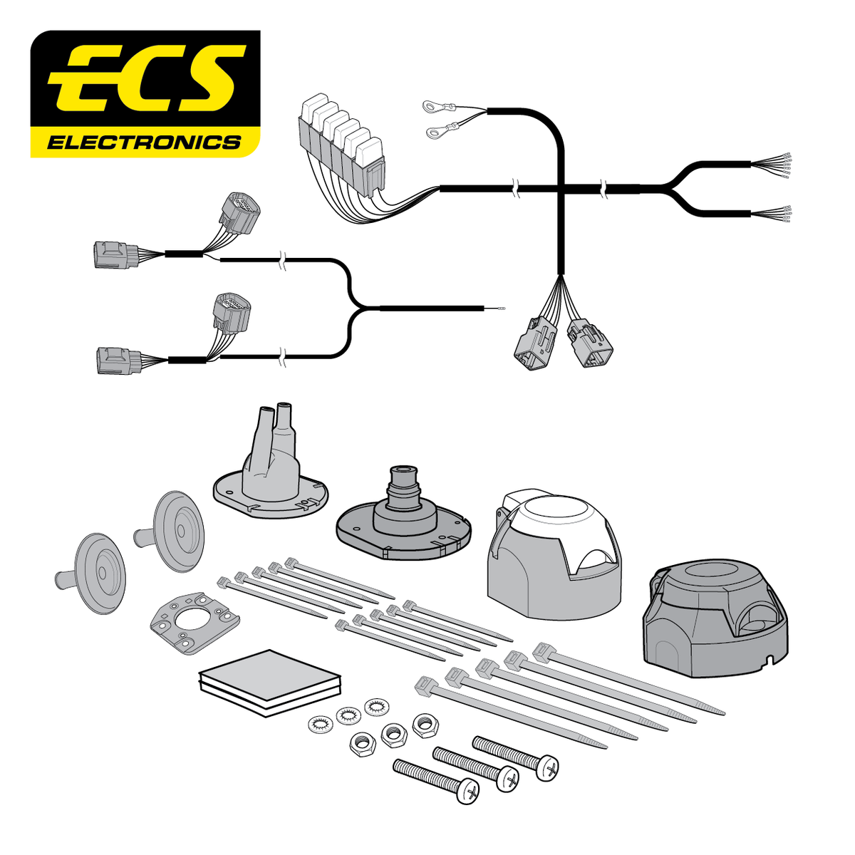 ECS 7-pin Towbar Wiring Kit – Land Rover Discovery 3 / Range Rover Sport 2004–2009 [LR01177U]
