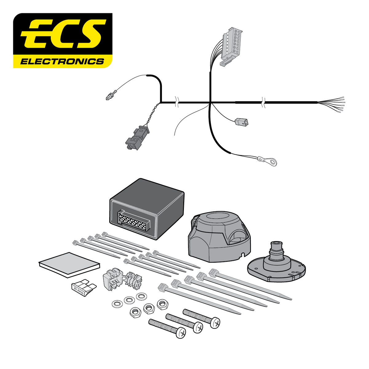 ECS 7-pin Towbar Wiring Kit – Mercedes-Benz GLE / M Class 2011–2020 [MB08807U]