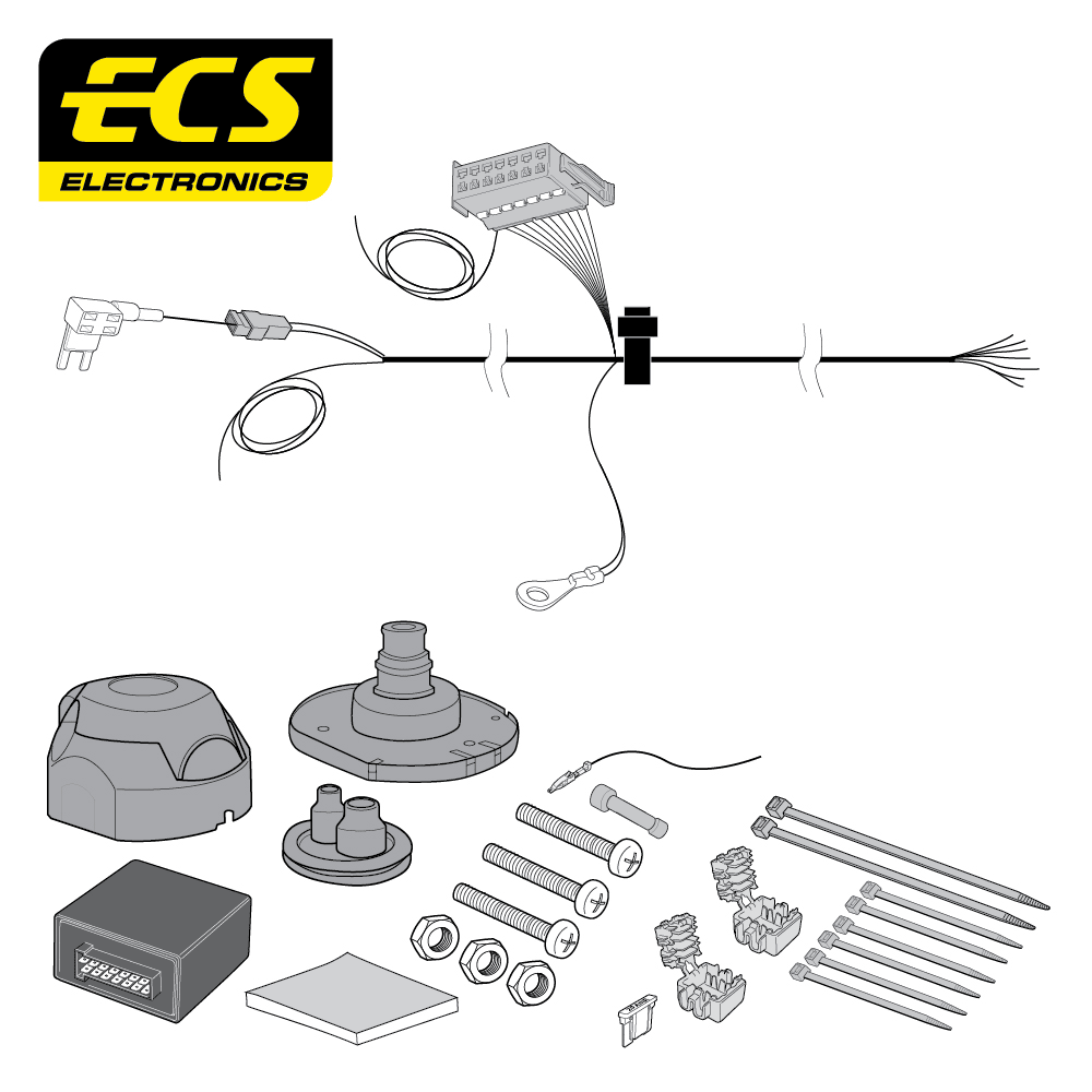ECS 7-pin Towbar Wiring Kit – Chevrolet / Saab / Vauxhall / Opel (multi-fit) 2008+ [OP052B1U]
