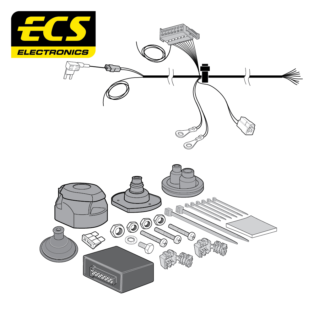 ECS 13-pin Towbar Wiring Kit – Chevrolet / Saab / Vauxhall / Opel (multi-fit) 2008+ [OP052D1U]