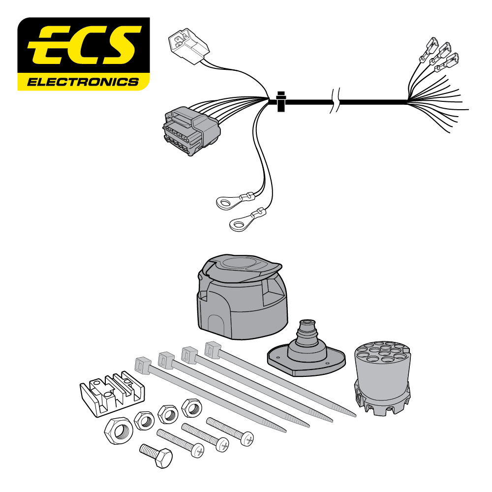 ECS 13-pin Towbar Wiring Kit – Nissan / Renault / Vauxhall / Opel (multi-fit) 2010–2024 [OP056DLU]