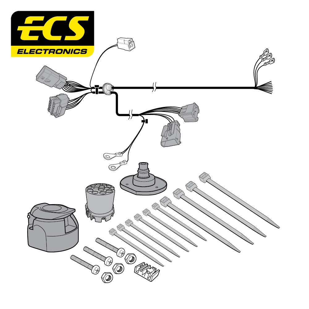 ECS 13-pin Towbar Wiring Kit – Nissan / Renault / Vauxhall / Opel (multi-fit) 2006–2016 [OP057DLU]