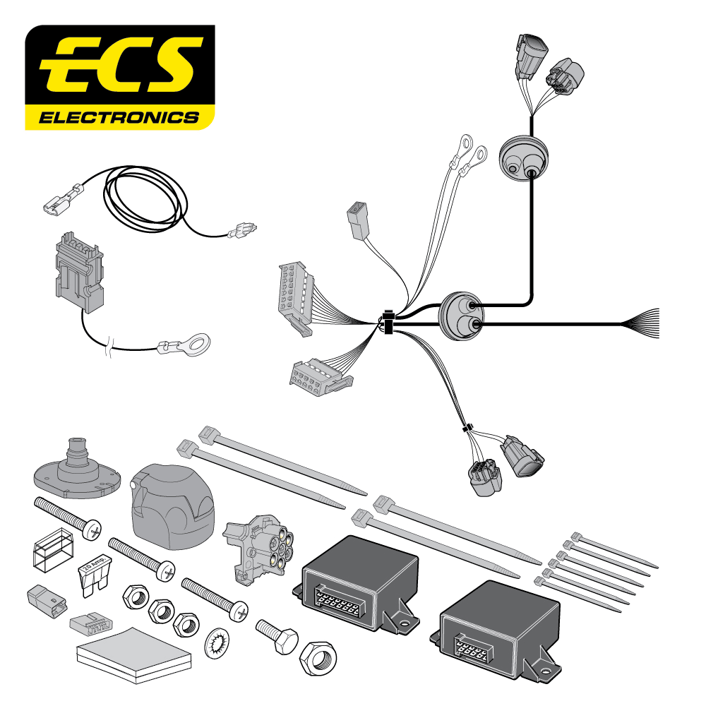 ECS 7-pin Towbar Wiring Kit – Fiat / Vauxhall / Opel (multi-fit) 2016+ [OP072BHU]