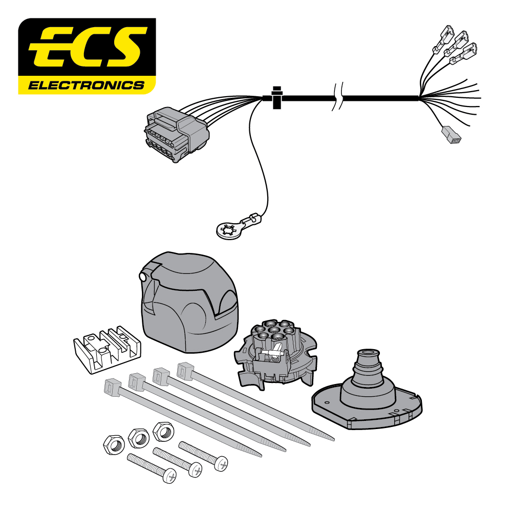 ECS 7-pin Towbar Wiring Kit – Nissan / Renault / Vauxhall / Opel (multi-fit) 2010–2024 [OP073BLU]