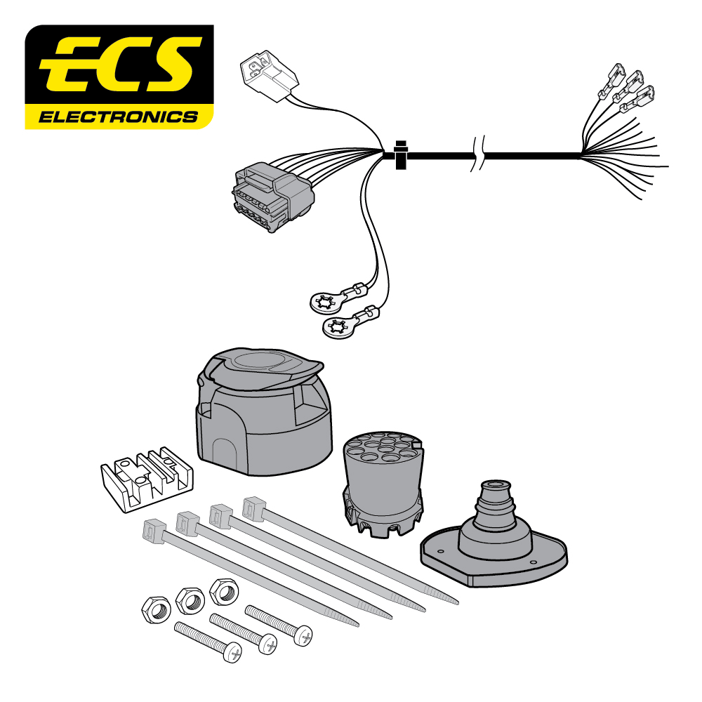 ECS 13-pin Towbar Wiring Kit – Nissan / Renault / Vauxhall / Opel (multi-fit) 2010–2024 [OP073DLU]