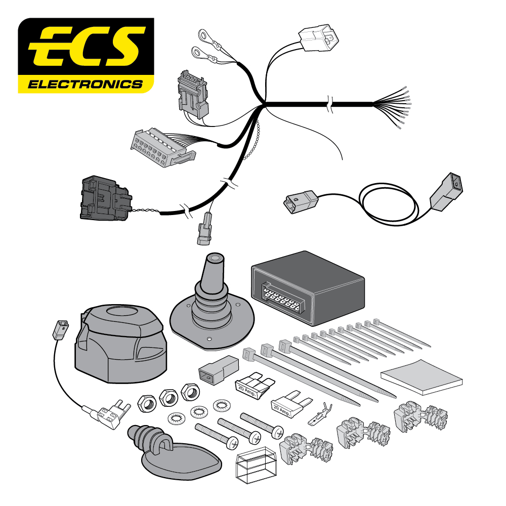 ECS 13-pin Towbar Wiring Kit – Citroën / DS / Peugeot / Vauxhall / Opel (multi-fit) 2016+ [PE08413MU]