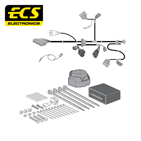 ECS 7-pin Towbar Wiring Kit – Fiat / Nissan / Renault / Vauxhall / Opel (multi-fit) 2014+ [RN16407MU]