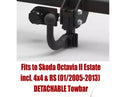 STEINHOF Tow Bar fits SKODA Octavia II 2005-2013 – Detachable swan neck [S-347/1]