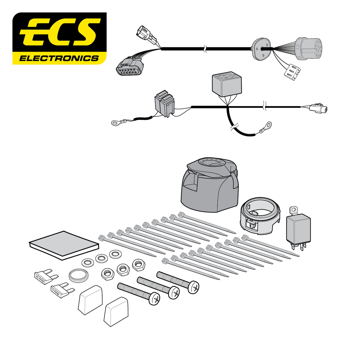 ECS 13-pin Towbar Wiring Kit – Chevrolet / Vauxhall / Opel (multi-fit) 2006+ [VA00213MU]