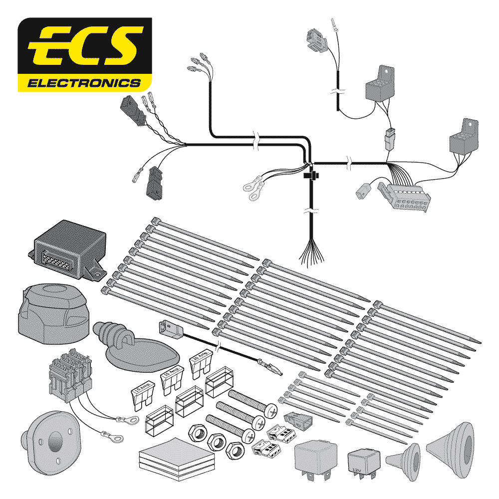 ECS 13-pin Towbar Wiring Kit – Volkswagen Transporter T5 / Transporter T6 2009–2019 [VW126D2U]