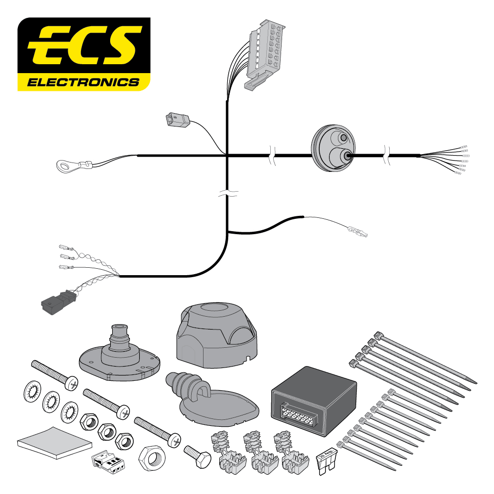 ECS 7-pin Towbar Wiring Kit – Audi / SEAT / Skoda / VW (multi-fit) 2014–2023 [VW20407MU]