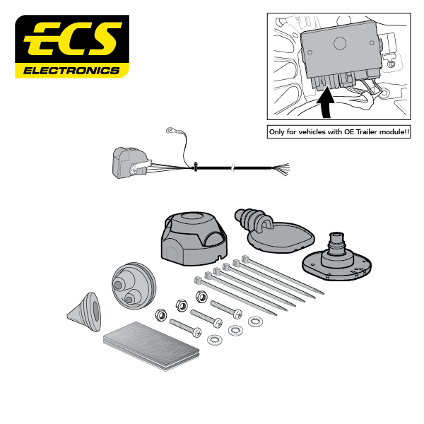 ECS 7-pin Towbar Wiring Kit – Cupra / Ford / Infiniti / Mercedes +2 (multi-fit) 2014+ [VW26807MU]