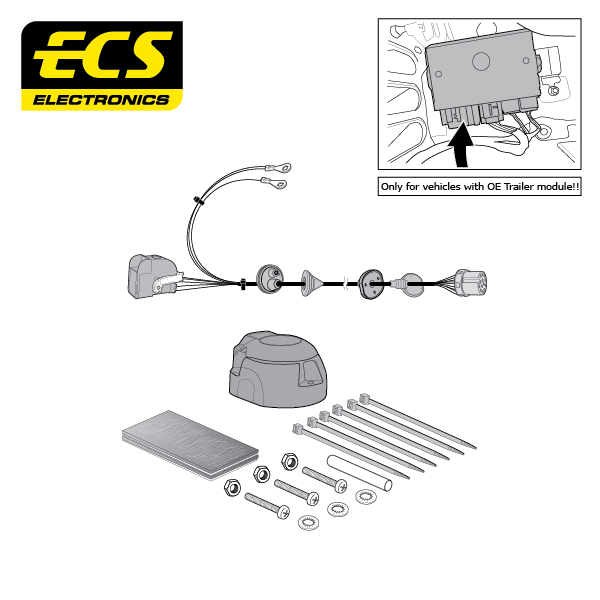 ECS 13-pin Towbar Wiring Kit – Cupra / Ford / Infiniti / Mercedes +2 (multi-fit) 2014+ [VW26813MU]