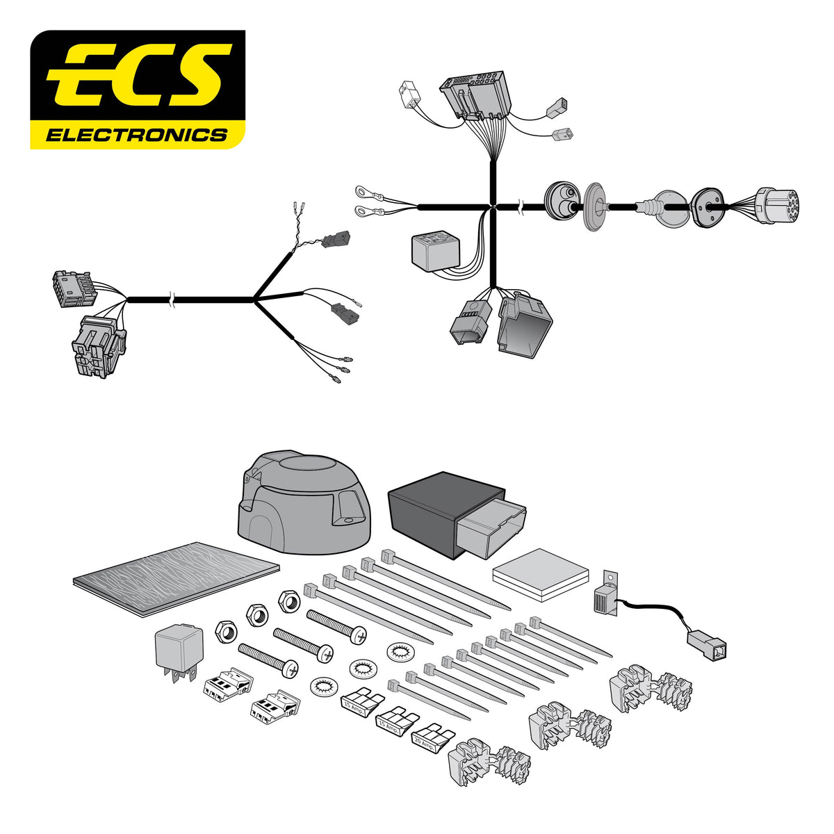 ECS 13-pin Towbar Wiring Kit – Audi / Cupra / Ford / SEAT +2 (multi-fit) 2012+ [VW30513MU]