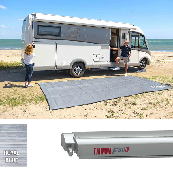 FIAMMA F80L 550 Awning Titanium – Royal Blue Fabric