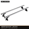 AMOS Roof Rack fits NISSAN Elgrand E51 MPV 5-door 2002-2010 (fixing points) – 130 cm AERO silver bars
