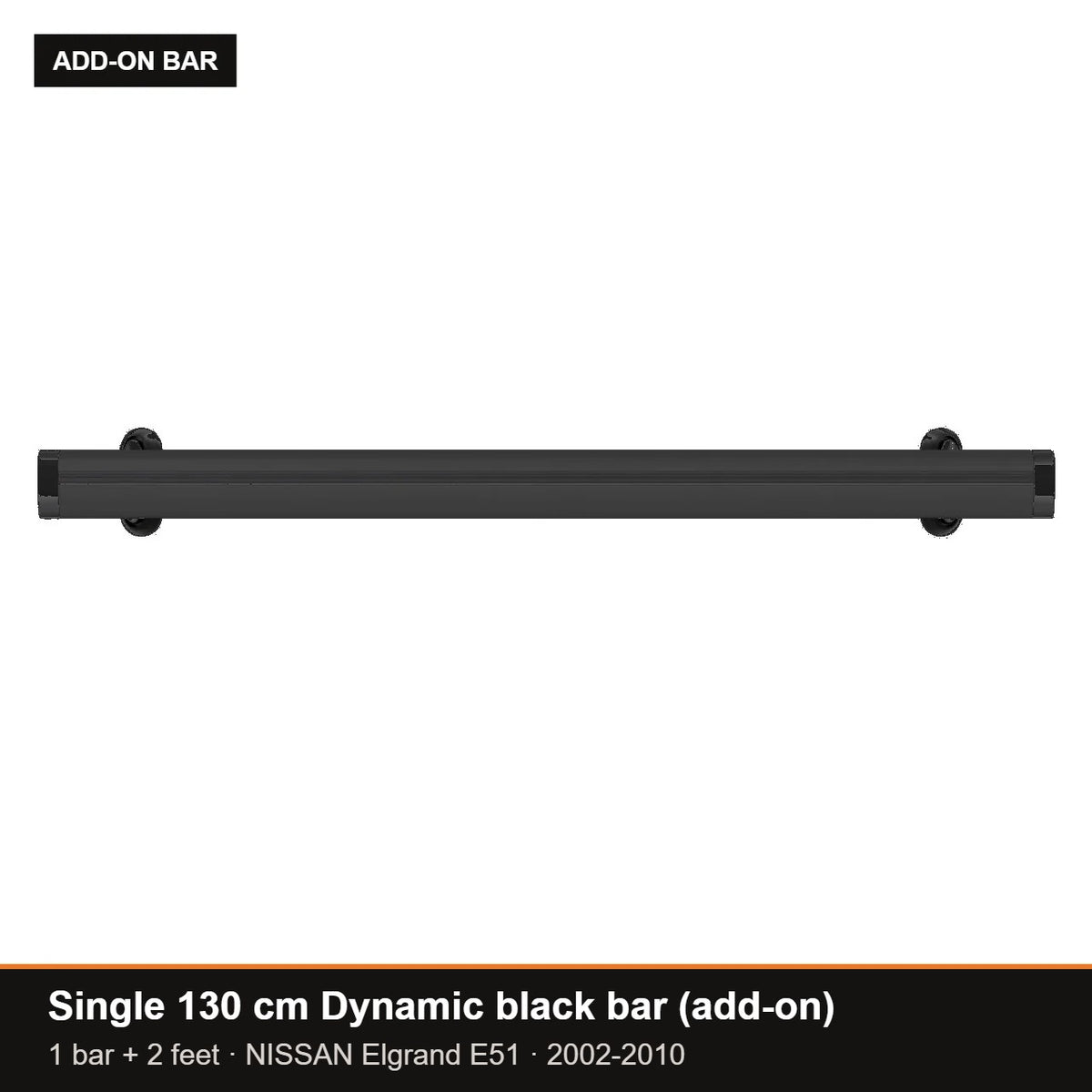 AMOS Roof Rack fits NISSAN Elgrand E51 MPV 5-door 2002-2010 (fixing points) – single 130 cm Dynamic black bar (add-on)
