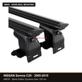 AMOS Roof Rack fits NISSAN Serena C25 MPV 5-door 2005-2010 (door-seal mounting points) – 130 cm Dynamic black bars (Black Edition)
