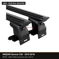 AMOS Roof Rack fits NISSAN Serena C26 MPV 5-door 2010-2016 (door-seal mounting points) – 130 cm Dynamic black bars (Black Edition)