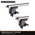 AMOS Roof Rack fits NISSAN Serena C27 MPV 5-door 2016-2022 (door-seal mounting points) – 140 cm AERO silver bars
