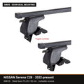 AMOS Roof Rack fits NISSAN Serena C28 MPV 5-door 2022-present (door-seal mounting points) – 130 cm steel bars PLUS (lockable)