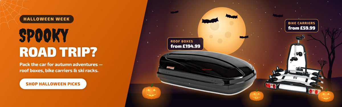 Halloween Week — spooky road trip? Pack the car with roof boxes from £194.99, bike carriers from £59.99 and ski racks. Shop Halloween picks.