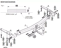 Swan Neck  Tow Bar For TOYOTA Highlander II american version (2008-2014) T-141