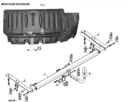 Swan Neck Tow Bar For TOYOTA Sienna american version (incl. 4x4) (2011-20 ) T-204