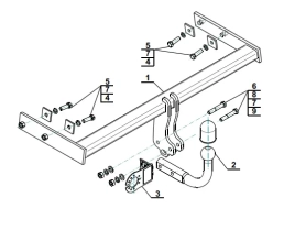 Swan Neck Tow Bar For Volvo V70 (2007-10 Estate (2WD) (excl. R-Edition) (2011-16 Estate (2WD) (incl. R-Design i R-Edition)  V-296