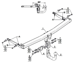 Detachable Swan Neck Tow Bar For Audi A3 3D/5D Sportback (2012-2020) V-063