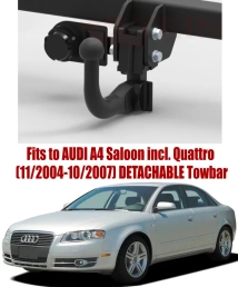 Detachable Swan Neck Tow Bar For Audi A4 Saloon (incl. Quattro) (2004-2007) A-085