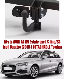 Detachable Swan Neck Tow Bar For AUDI A4 B9 Estate Estate (incl. Quattro) (excl. S line / S4) (2015-2024) A-122