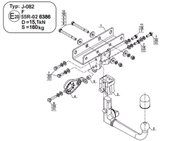 Detachable Swan Neck Tow Bar For JEEP Wrangler IV (JL) 2D/4D (excl. AdBlue) (incl. Rubicon) (incl. Plug-in Hybrid) (2017-) J-082