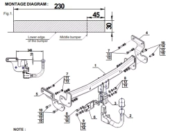 Detachable Swan Neck Tow Bar For KIA Optima Saloon (2012-2015) K-019