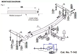 Detachable Tow Bar For TOYOTA Highlander II american version (2008-2014) T-142